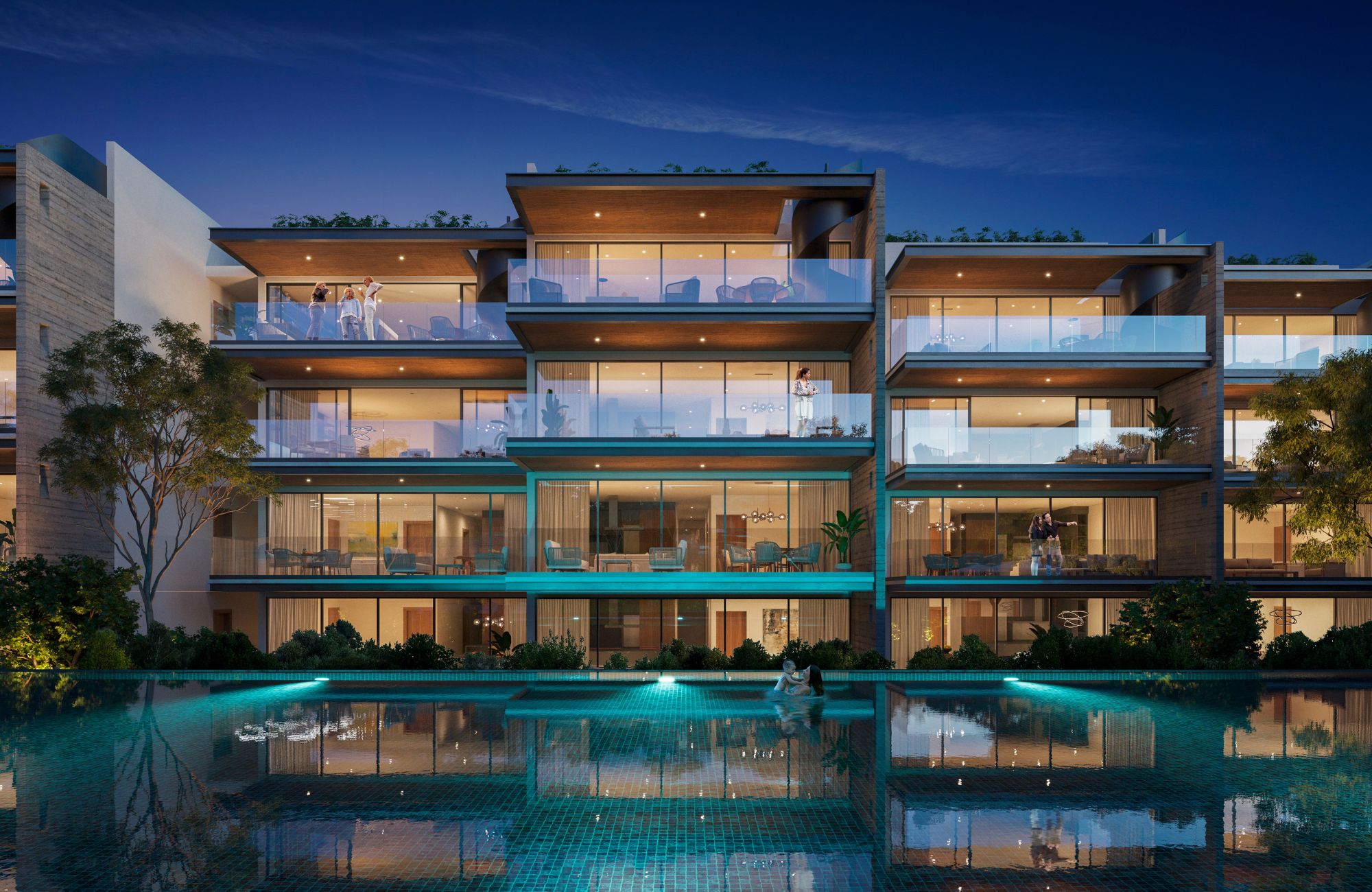 Condominium with 25 m2 terrace, golf course view, service room, clubhouse, cenotes, beach club, parks, 2 covered parking spaces, pre-constru