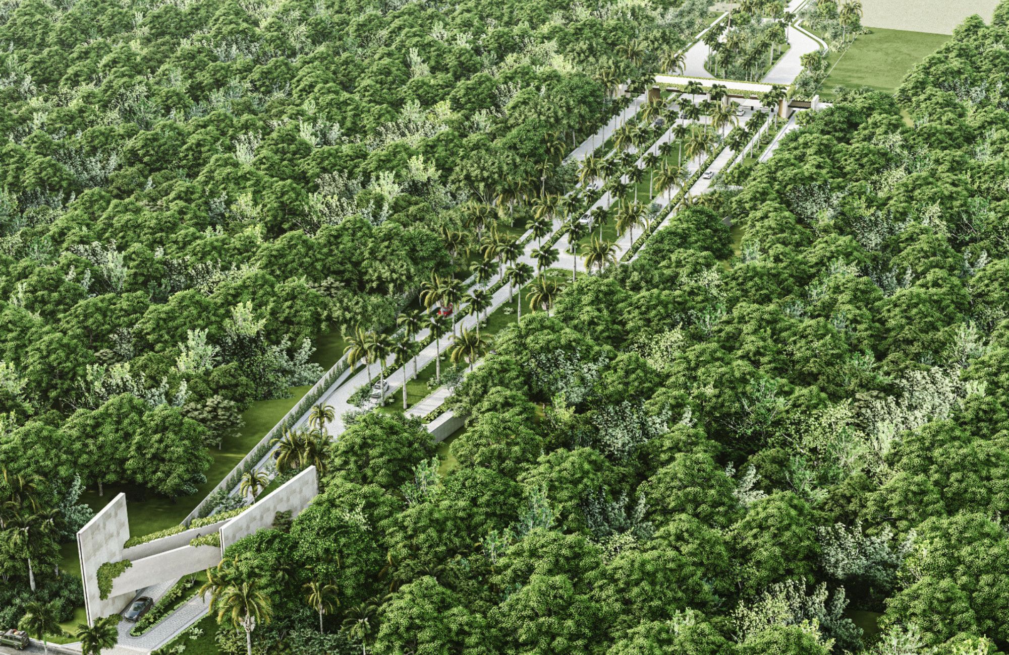 Lot in a private residential community with a clubhouse, sports courts, swimming pool, and dog areas for sale in Playa del Carmen.