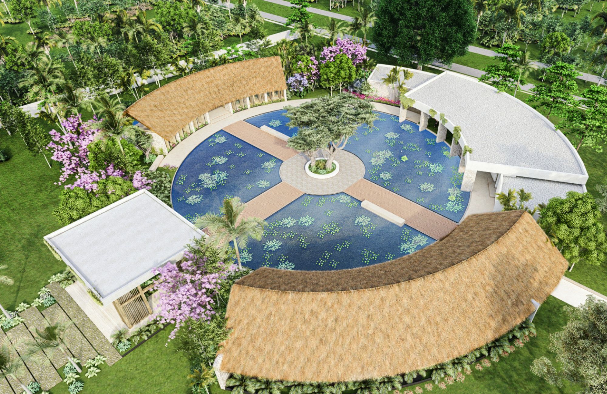 Lot in a private residential community with a clubhouse, sports courts, swimming pool, and dog areas for sale in Playa del Carmen.