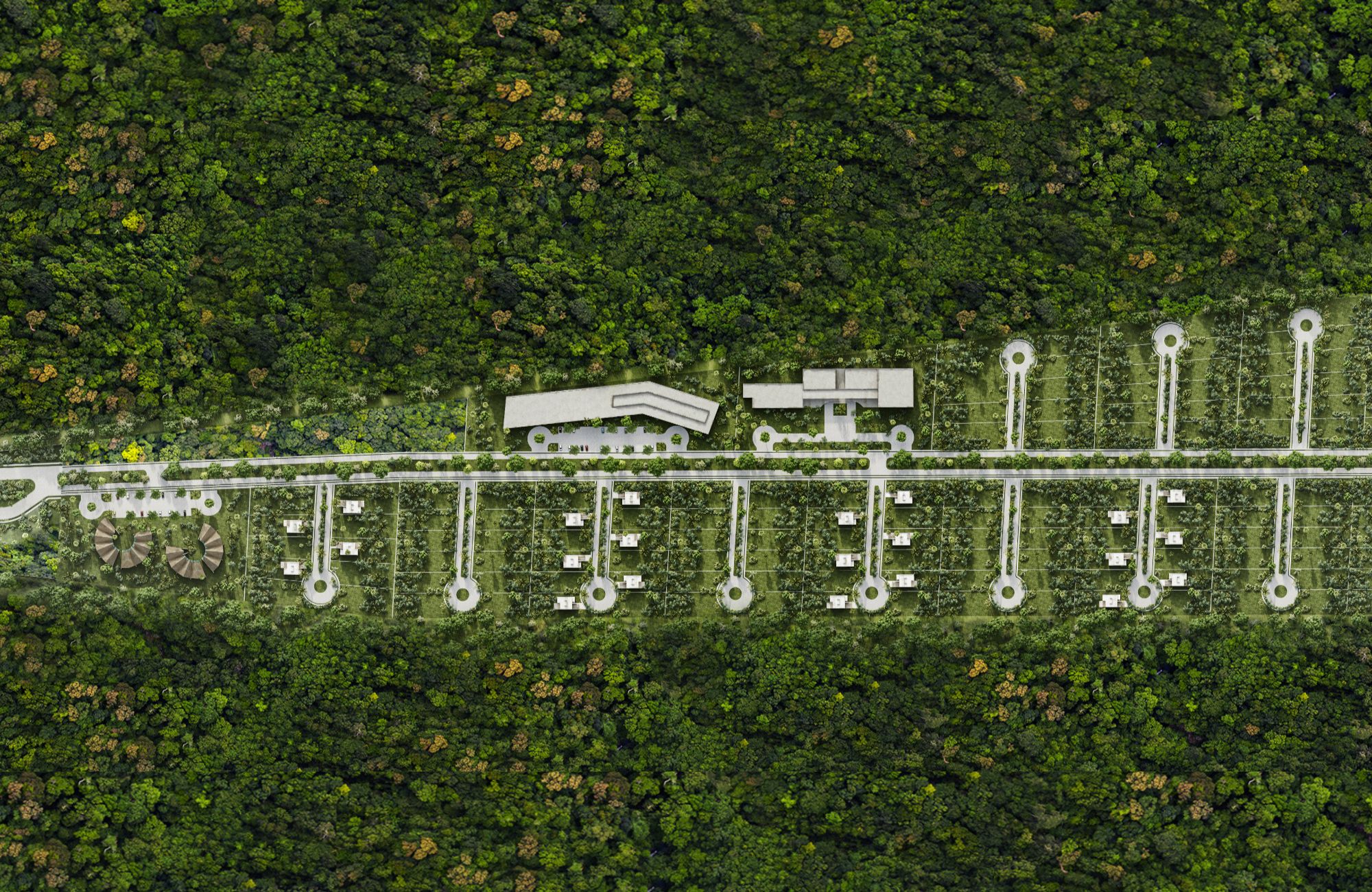 Lot in a private residential community with a clubhouse, sports courts, swimming pool, and dog areas for sale in Playa del Carmen.