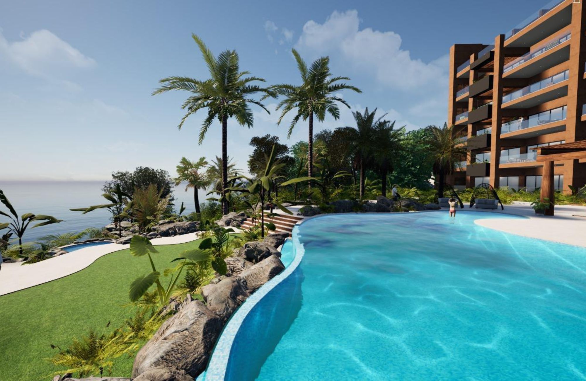 Ocean view penthouse with large terrace, service room with full bathroom, pool, near Arrocito beach, for sale in Huatulco