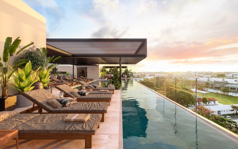 Condo with shared infinity pool for sale, Downtown Playa del Carmen