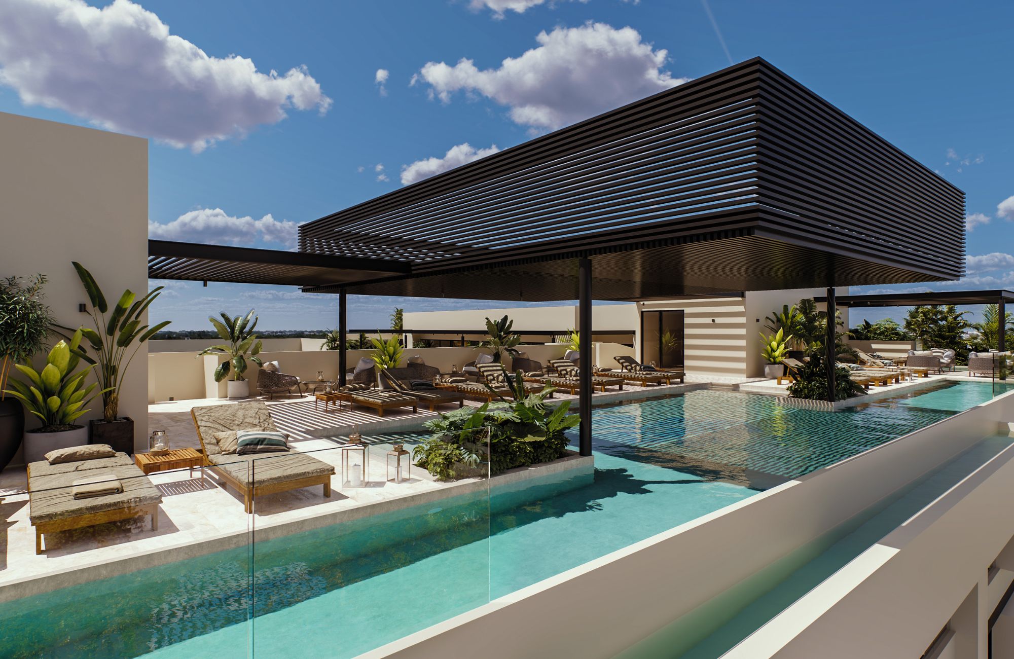 Studio with terrace, ocean view amenities, for sale Downtown Playa del Carmen