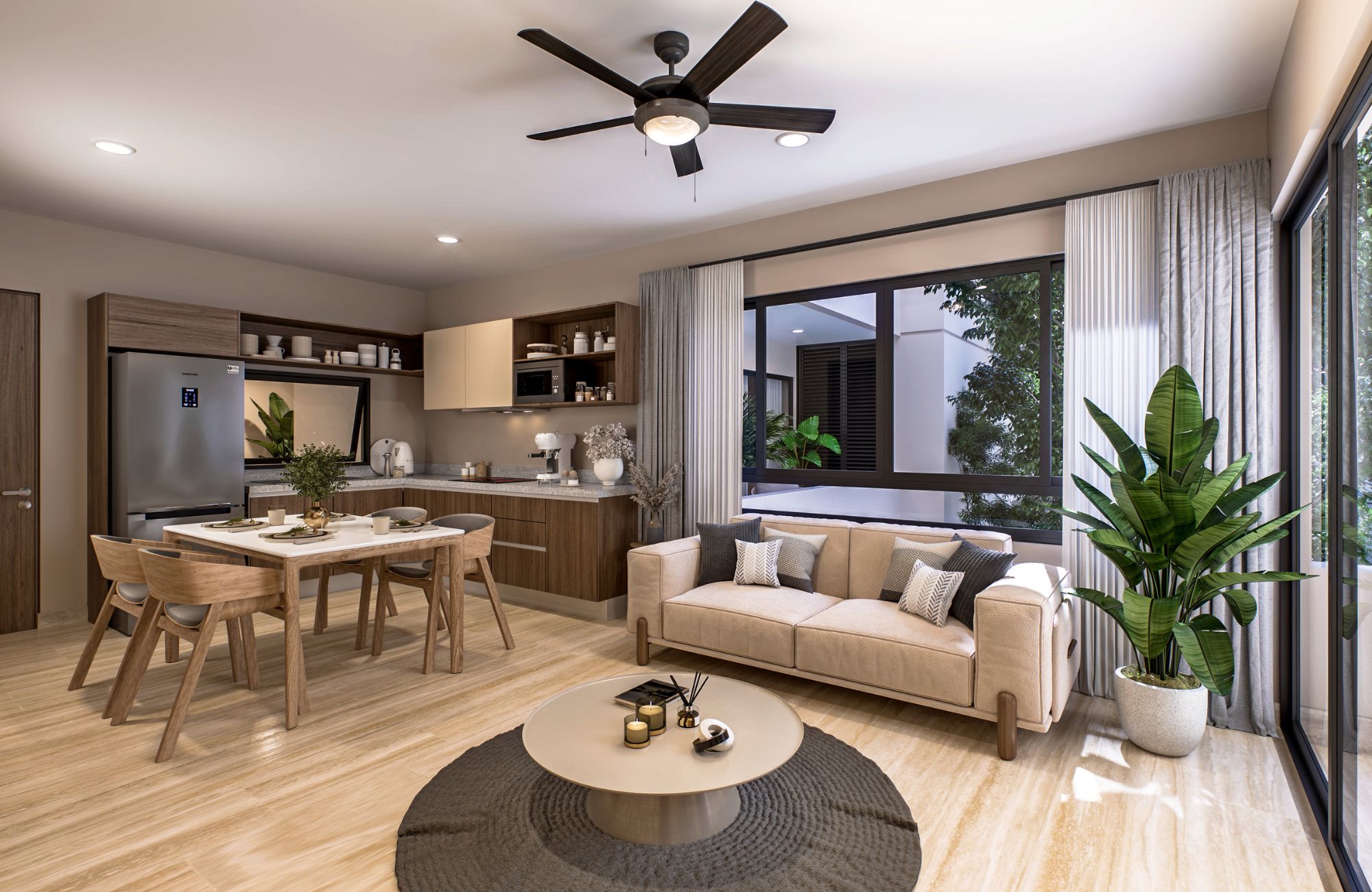 2 bedroom condo + studio, double height, with beach club, golf course &amp; exclusive amenities, for sale, Corasol, Playa del Carmen, pre-constr