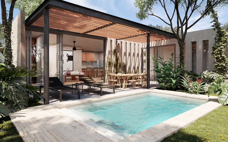 House for sale in a gated community with a gastronomic center, Xpu-ha, Quintana Roo