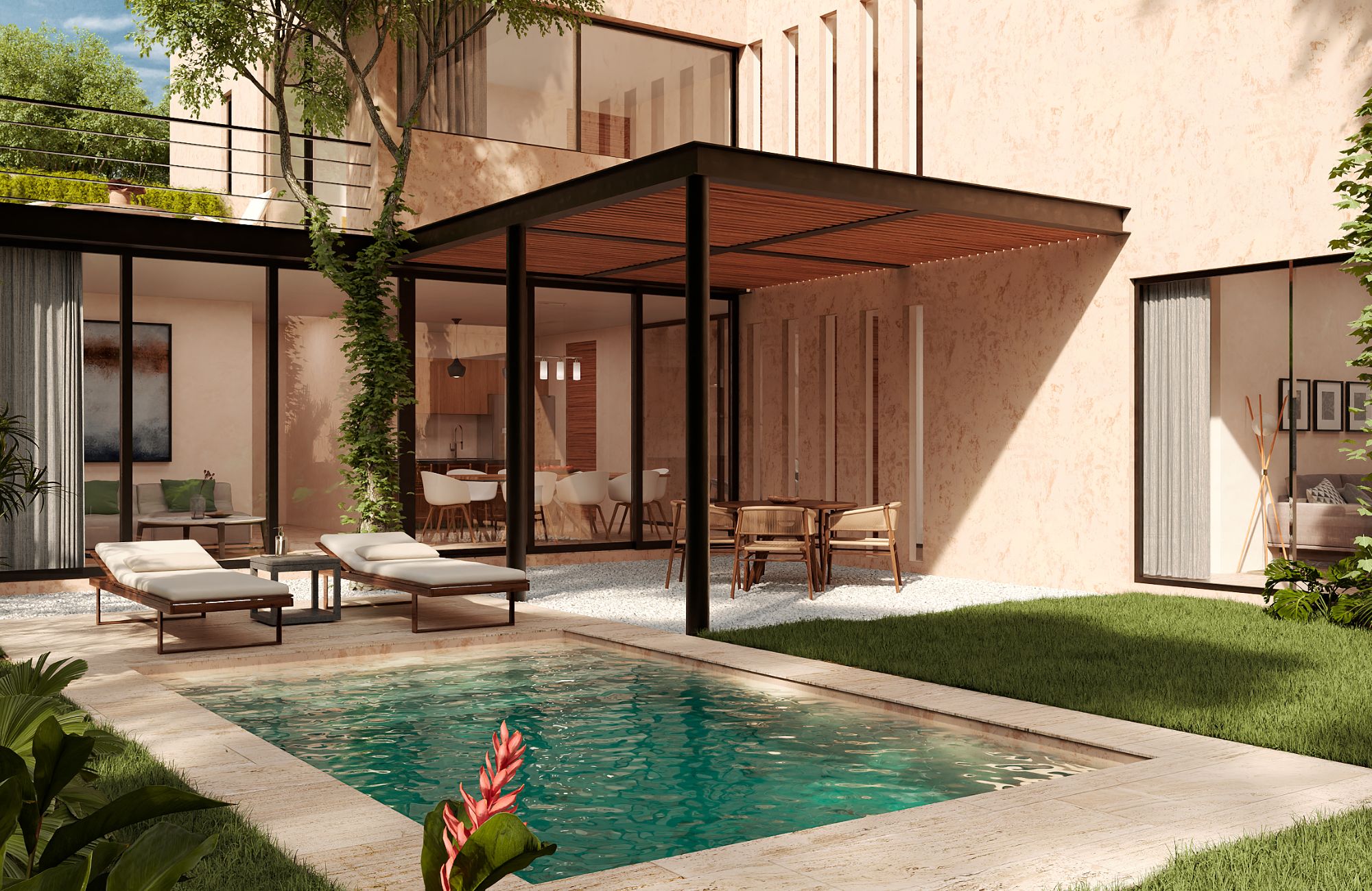 Residence with garden, terrace and clubhouse with amenities, for sale, Mayakoba, Playa del Carmen.