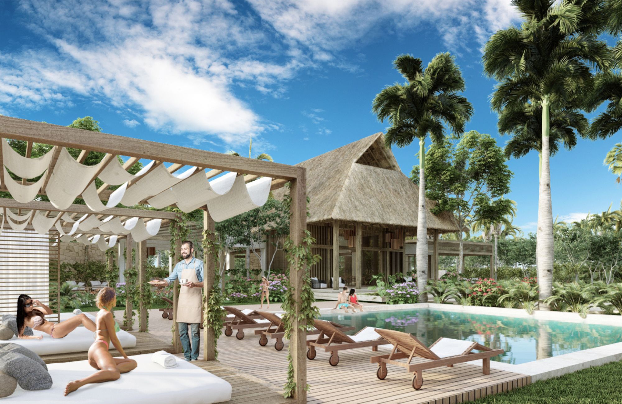 Residence with garden, terrace and clubhouse with amenities, for sale, Mayakoba, Playa del Carmen.