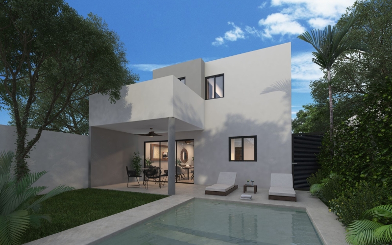 Casa con alberca privada, dos plantas, en venta en Temoz&oacute;n Norte, M&eacute;rida