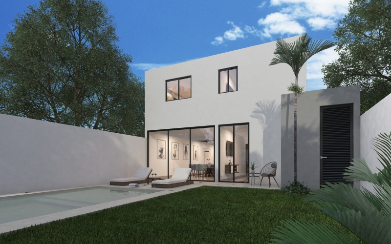 Two-Story House with Private Pool and Garden for Sale in Temoz&oacute;n Norte, M&eacute;rida