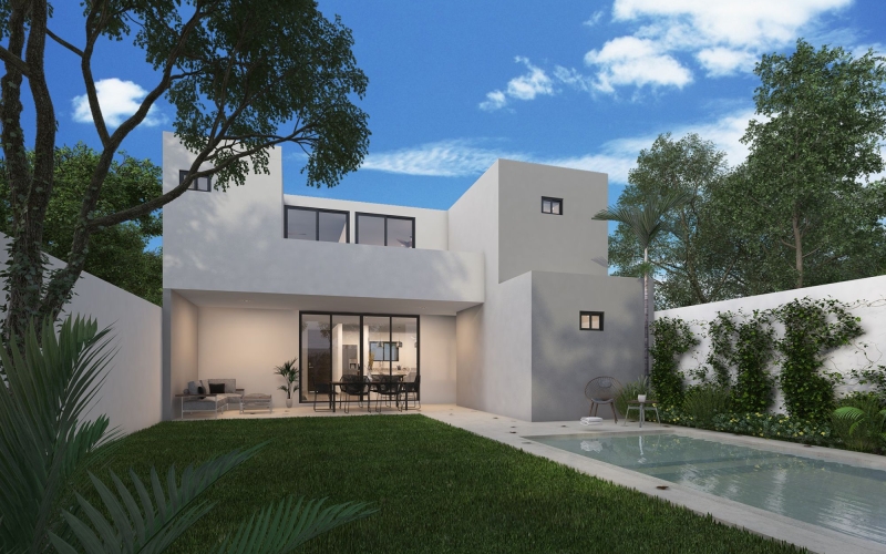 Two-Story House with Pool and Service Room for Sale in Temoz&oacute;n Norte, M&eacute;rida