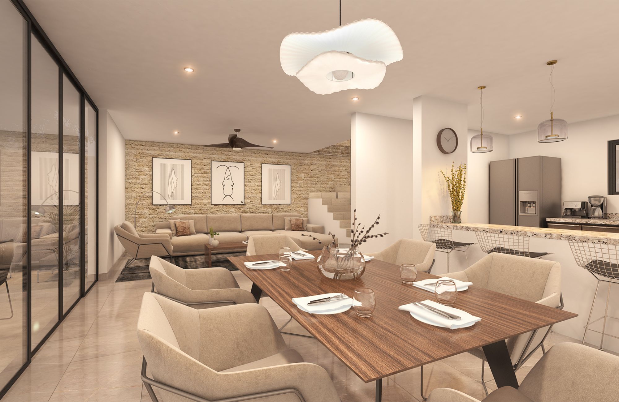 Three-level house with garden, private pool, terrace, service room and TV room, North Zone, Merida.