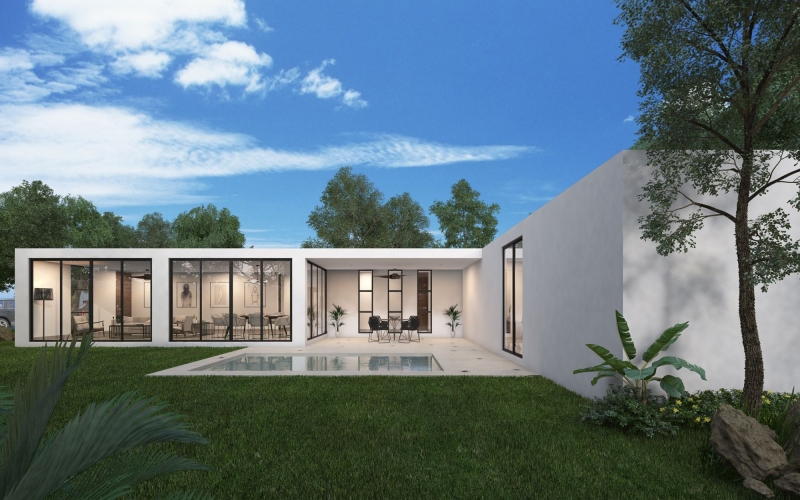 One-Story House with Private Pool and Terrace for Sale in Temoz&oacute;n Norte, M&eacute;rida