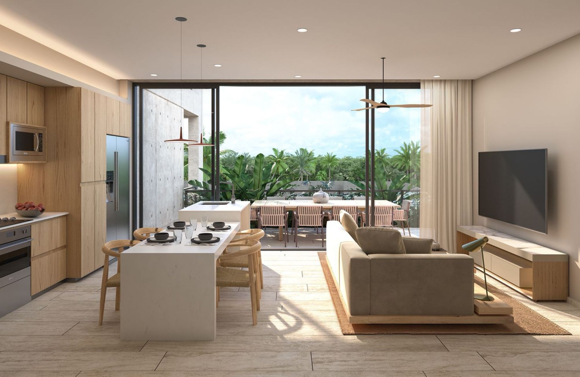 214 m2 spacious condominium, marble floor, in gated community with amenities, with pool, gym, BBQ area, for sale in Cumbres Cancun.