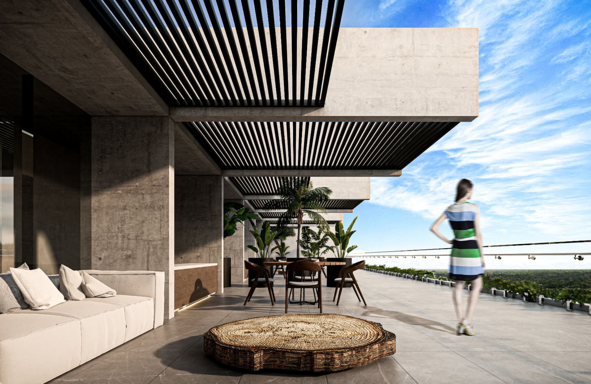 Apartment with 91 m2 garden, infinity pool, pet spa, cowork, gym, pre-construction, on Nader Avenue, Cancun, for sale.