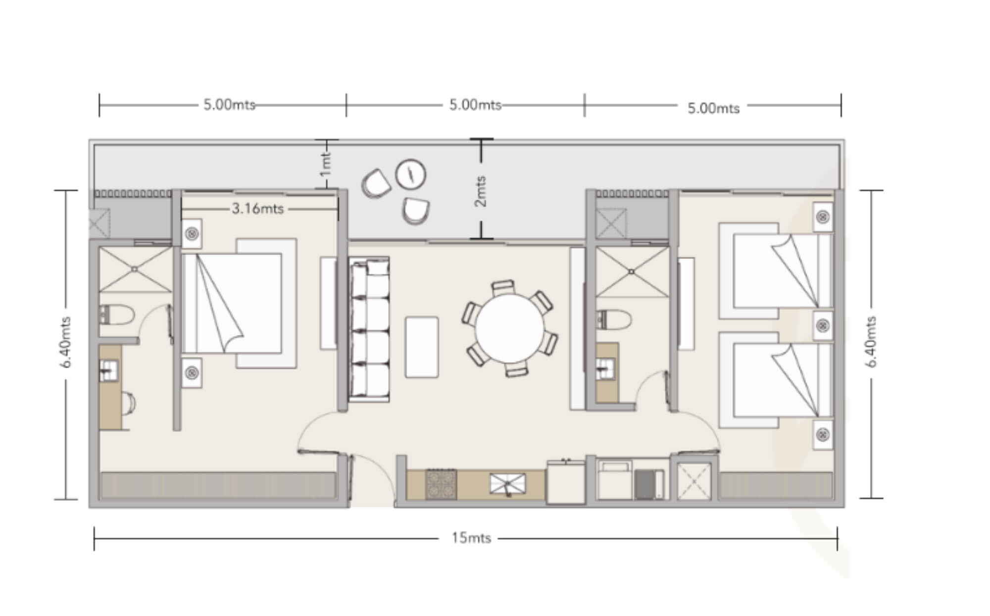 Apartment with 91 m2 garden, infinity pool, pet spa, cowork, gym, pre-construction, on Nader Avenue, Cancun, for sale.