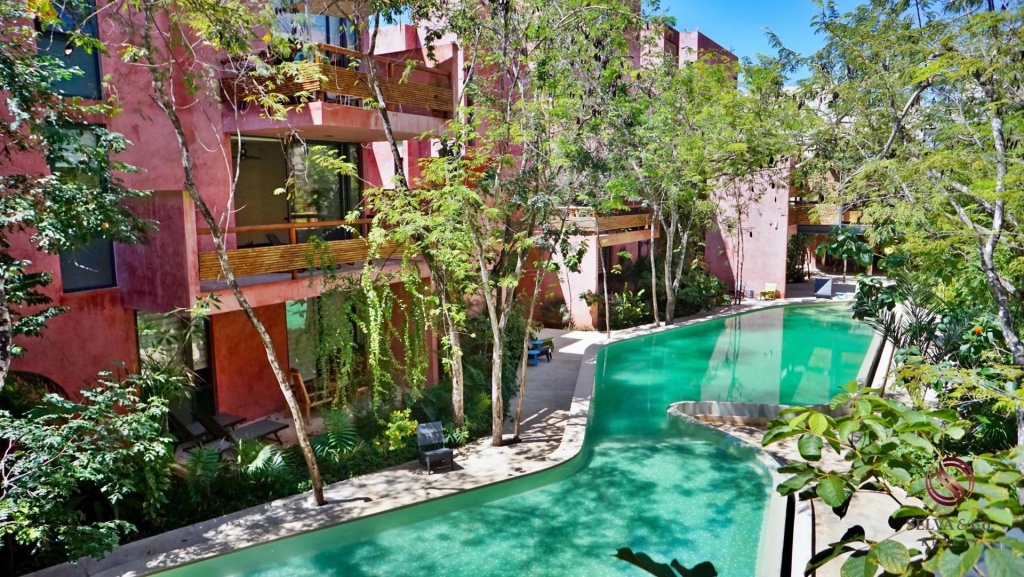 Departamento inteligente en Tulum de 3 recamaras, edificio eco amigable.