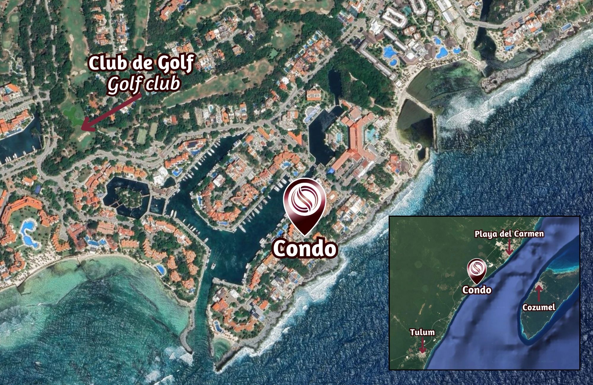 Condominio con alberca y muelle en venta, en torre A, Marina, Puerto Aventuras