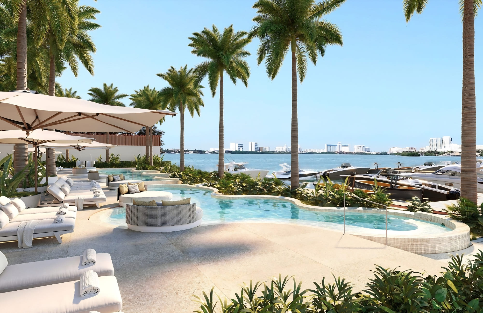 Ocean view condo with dock, sports courts, adults pool, close to golf, marina,  beach club, for sale Puerto Canc&uacute;n.