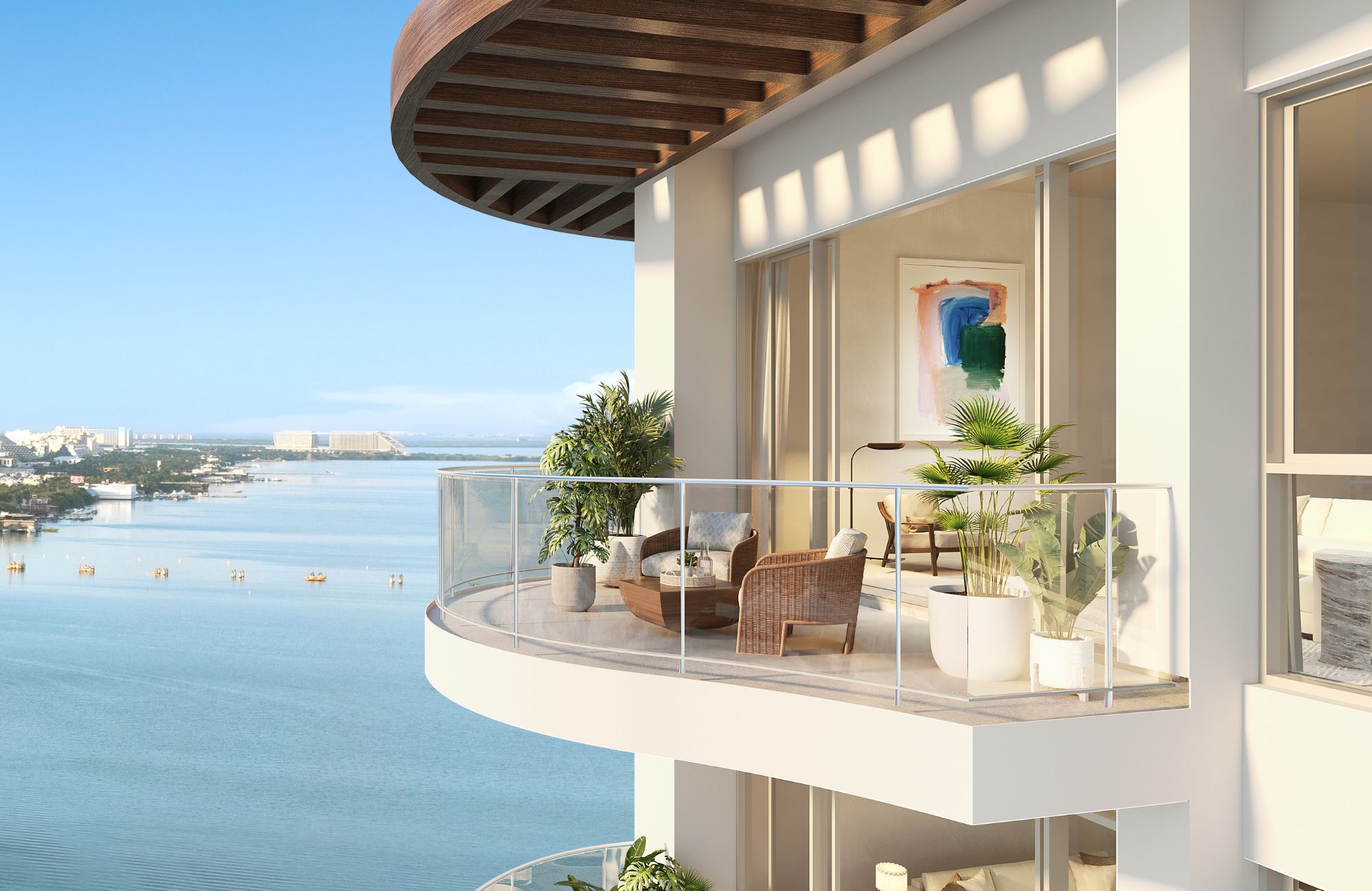 Departamento con vistas al mar y la marina, en venta Puerto Canc&uacute;n.