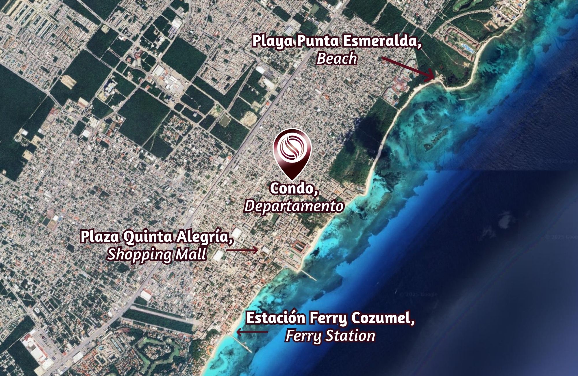 Condominium steps from the beach, ocean view pool, in Playa del Carmen.