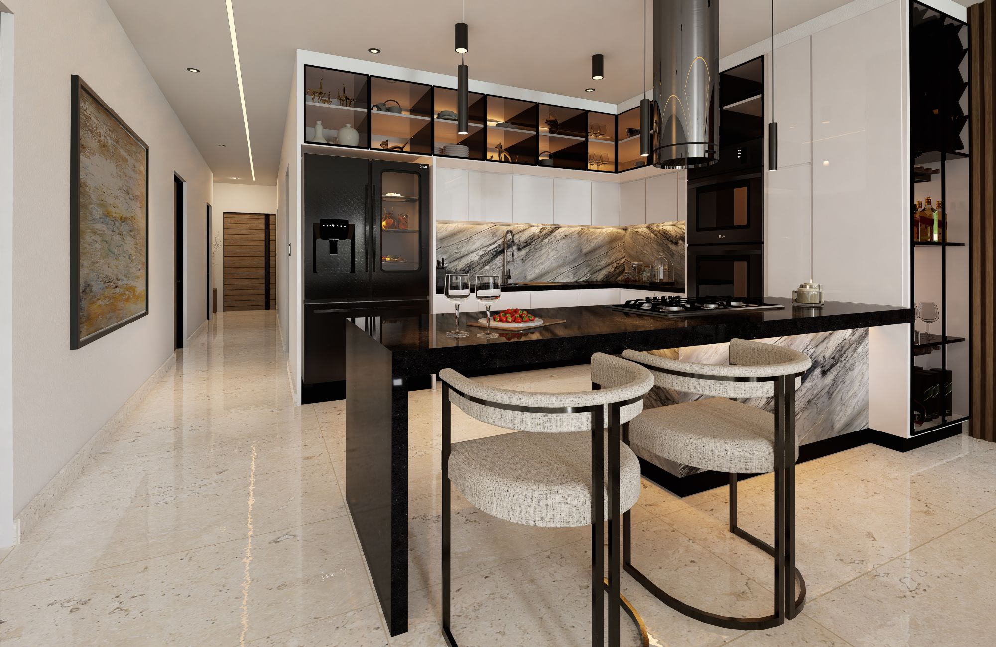 Luxury condo in sustainable building, overlooking the sea, golf course and the nature reserve. It has balconies, private elevator, terrace