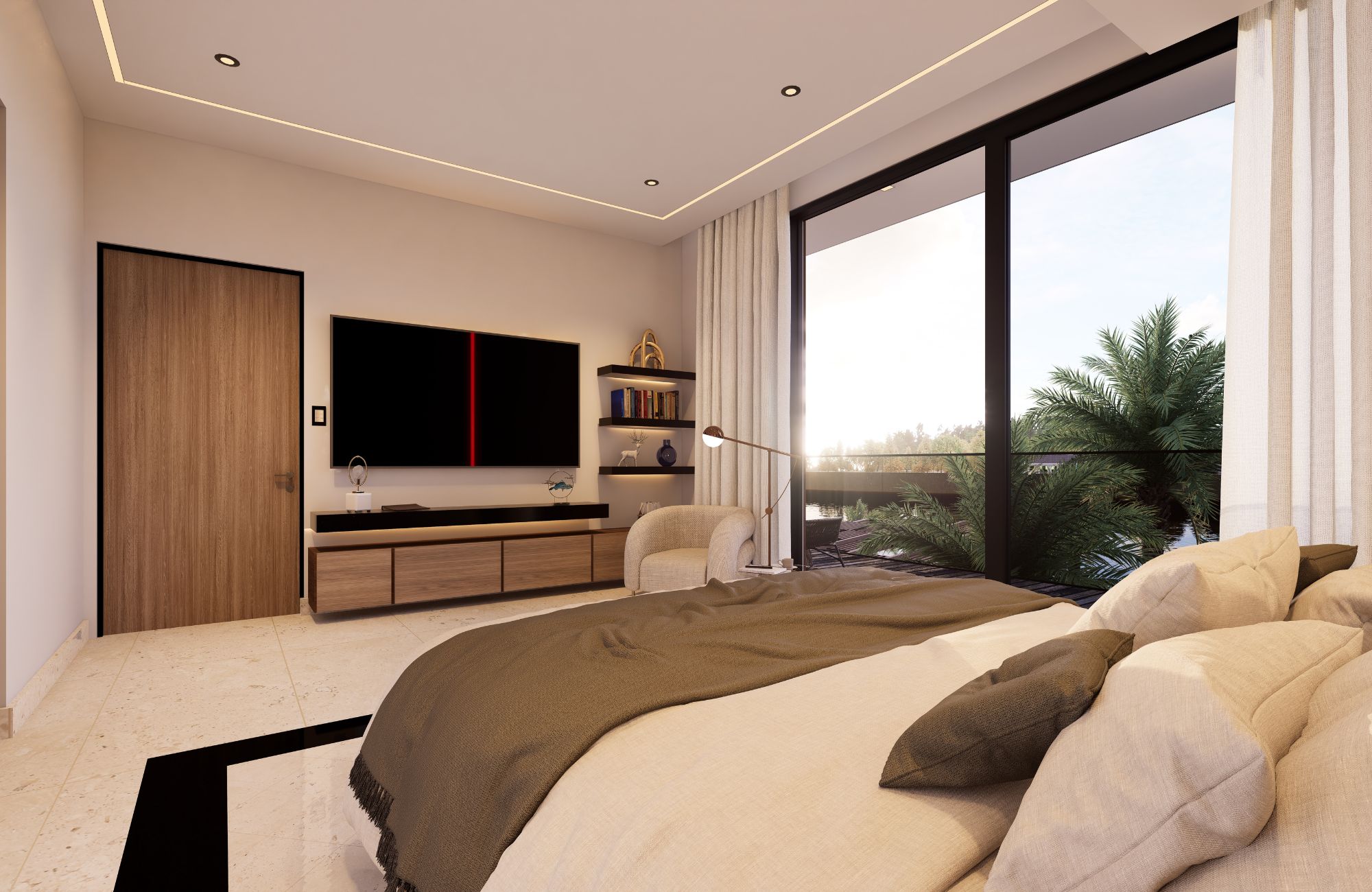 Luxury condo in sustainable building, overlooking the sea, golf course and the nature reserve. It has balconies, private elevator, terrace