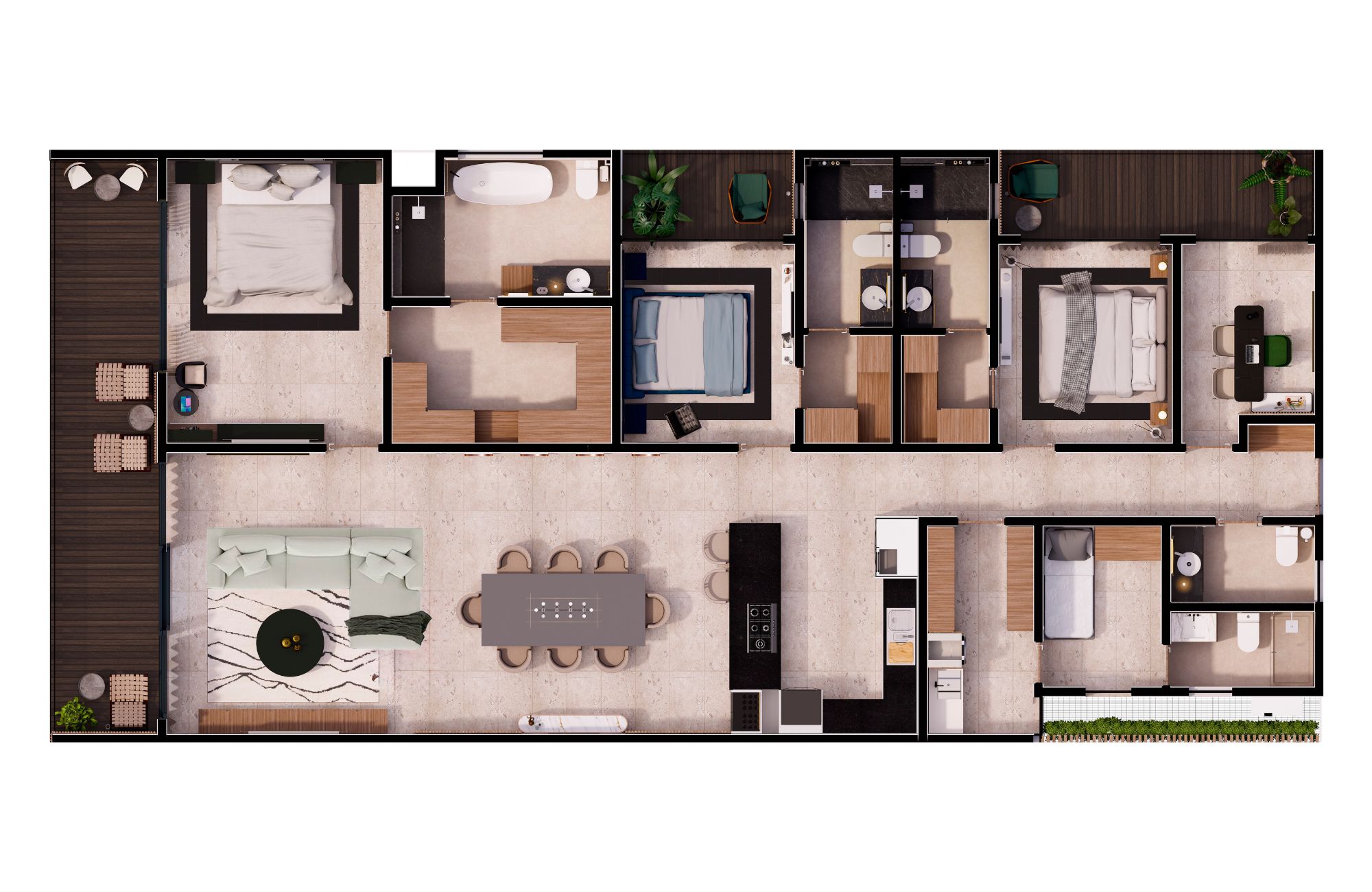 Luxury condo in sustainable building, overlooking the sea, golf course and the nature reserve. It has balconies, private elevator, terrace