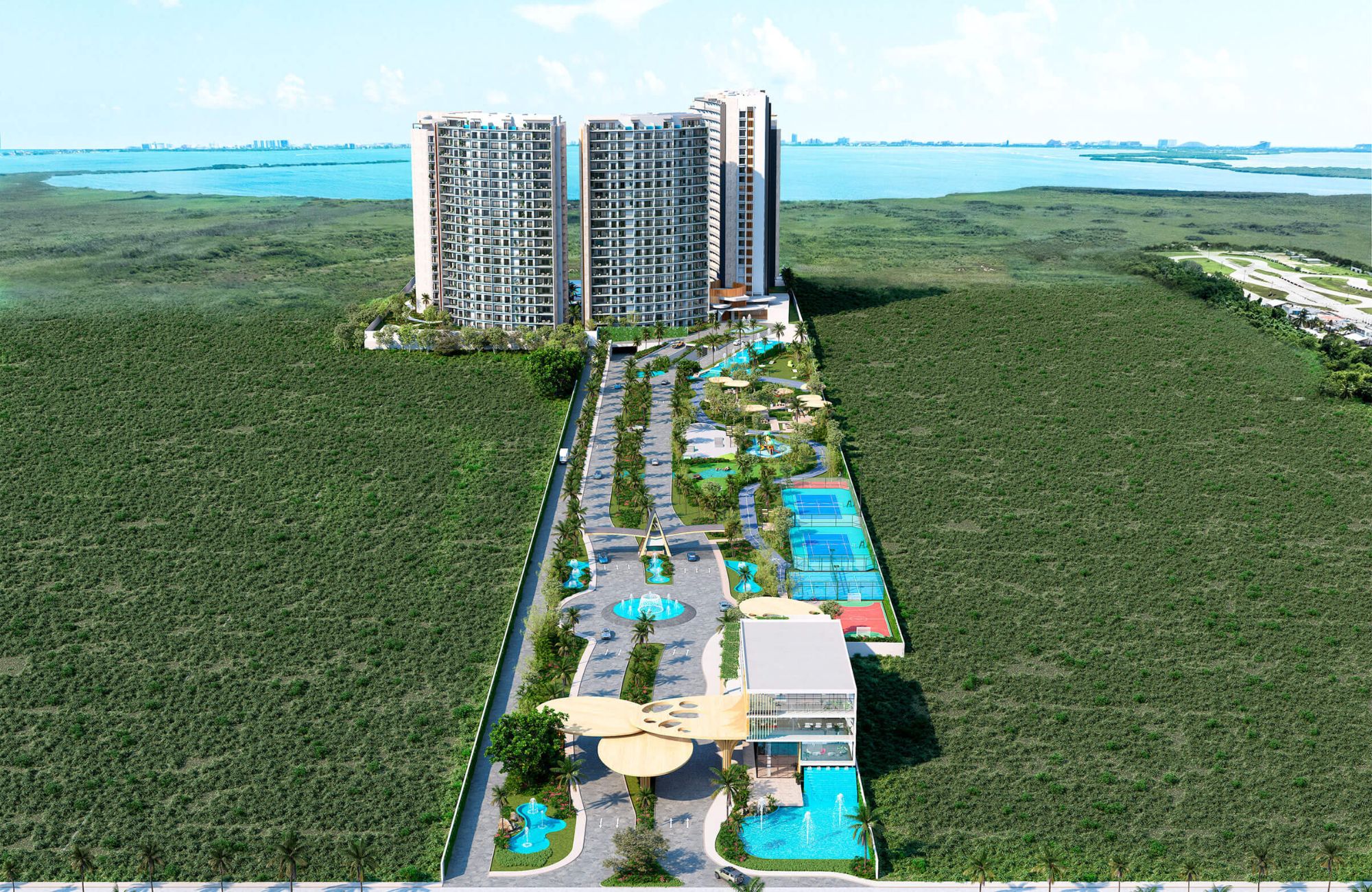 Apartment in gated community with amenities: 7,500 m2 of parks, sports courts, outdoor gym, bike path and more in La Arbolada, Cancun