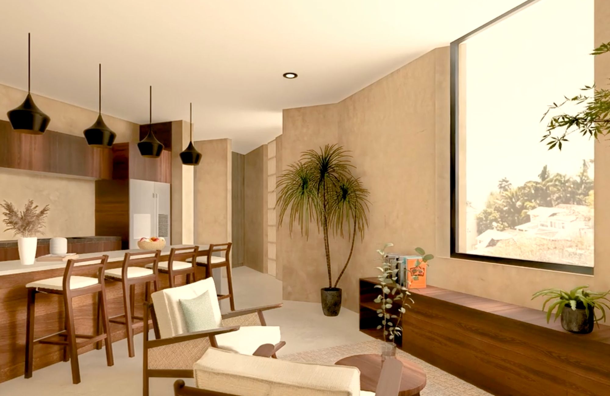 Apartment with private pool, ground floor, kitchen with breakfast bar, 2 pools in common area, for sale, Fifth Avenue, Huatulco.