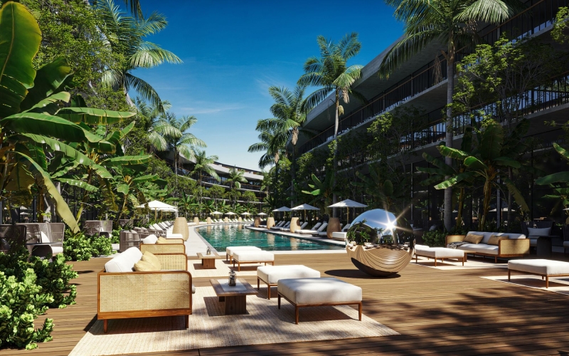 Apartment with pool, pet park for sale in Playacar, Playa del Carmen.