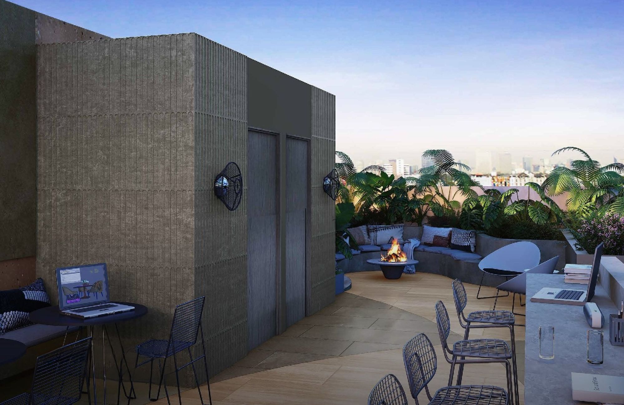 Penthouse with a semi-covered terrace of 37 m2, 4 parking spaces, swimming lane, gym, playground, green areas, pre-construction, for sale in