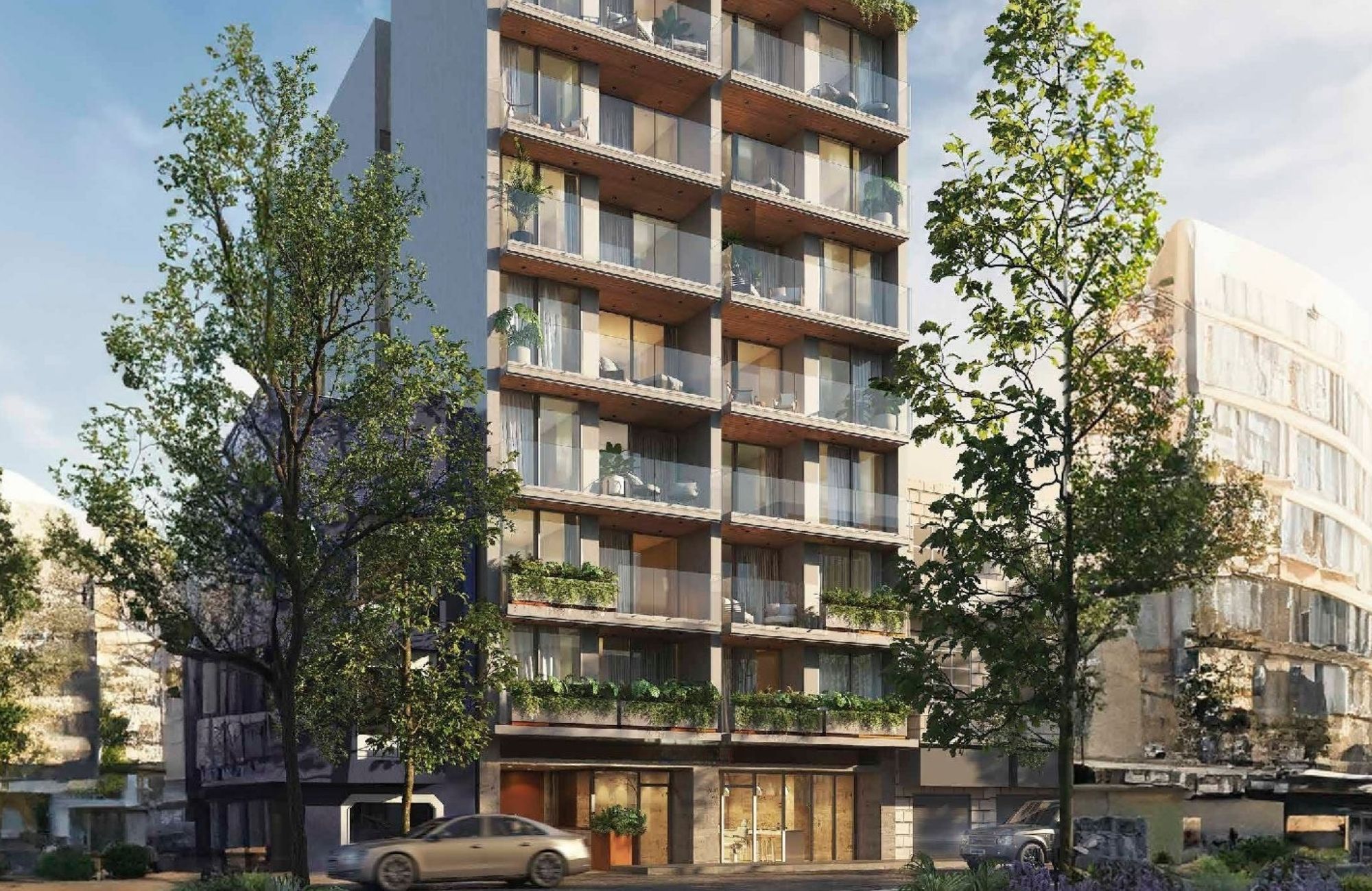 Penthouse with a semi-covered terrace of 37 m2, 4 parking spaces, swimming lane, gym, playground, green areas, pre-construction, for sale in