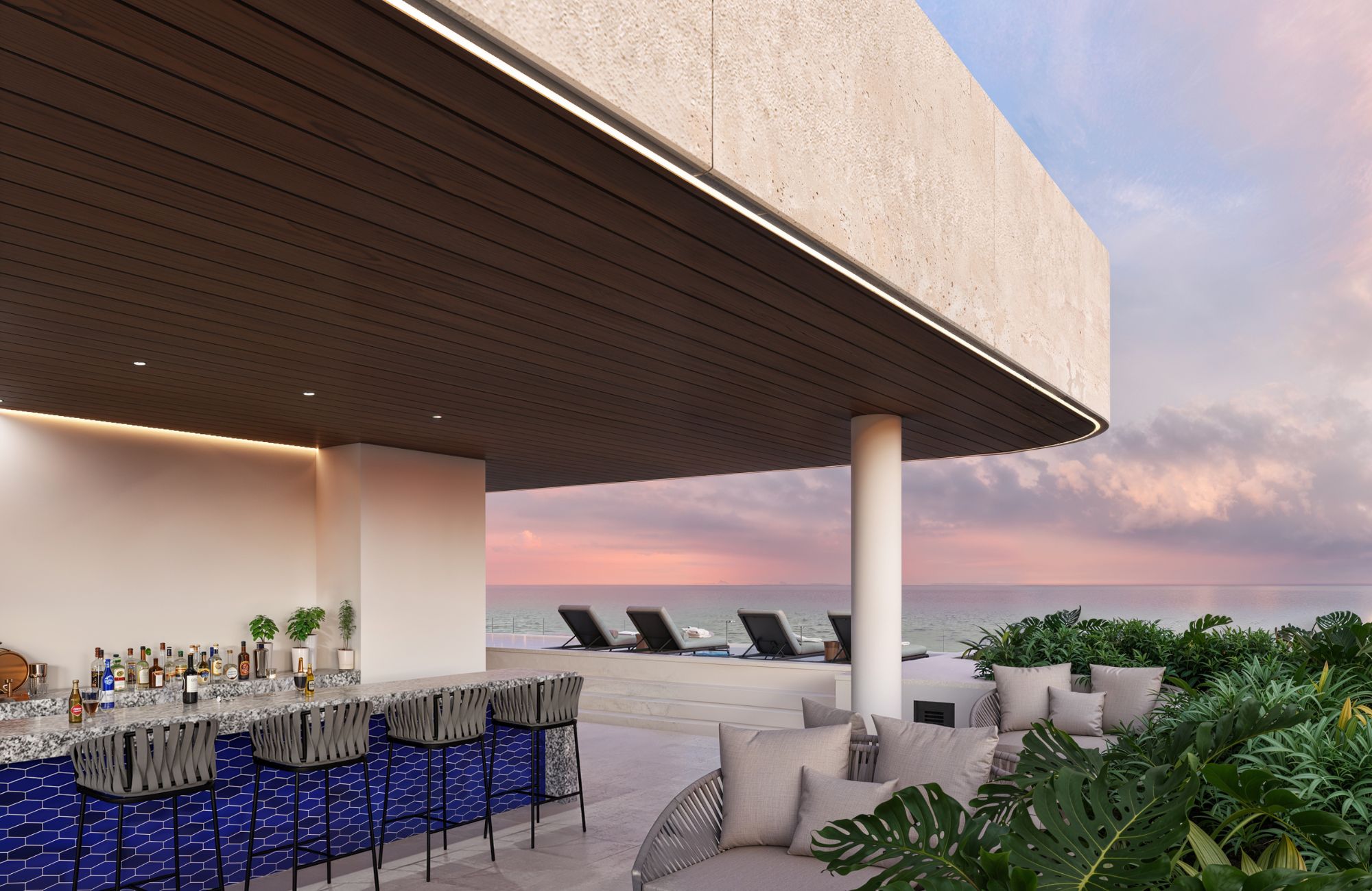 Apartment steps from the sea, with terrace, ocean view pool, 200 meters from the beach, pre-construction, sale Puerto Morelos.