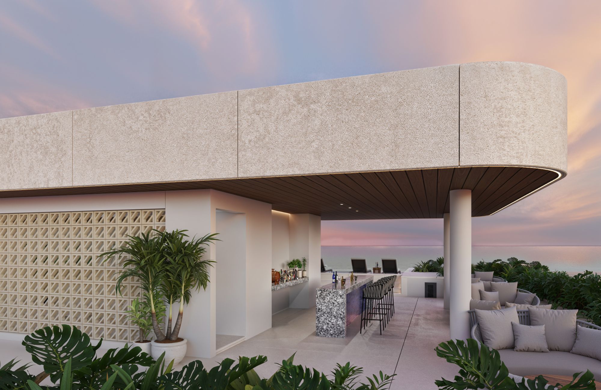 Apartment steps from the sea, with terrace, ocean view pool, 200 meters from the beach, pre-construction, sale Puerto Morelos.