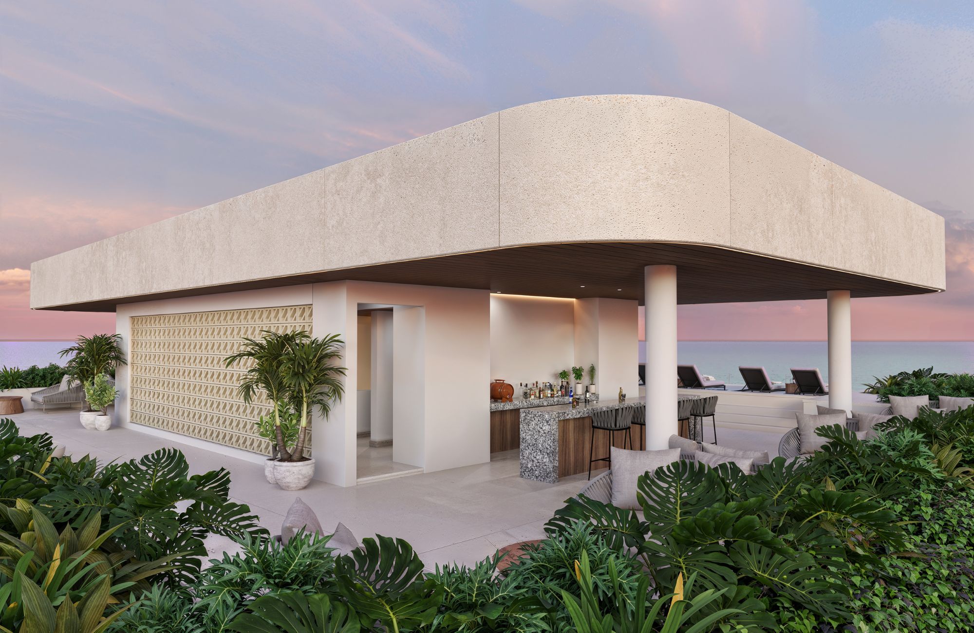 Apartment steps from the sea, with terrace, ocean view pool, 200 meters from the beach, pre-construction, sale Puerto Morelos.