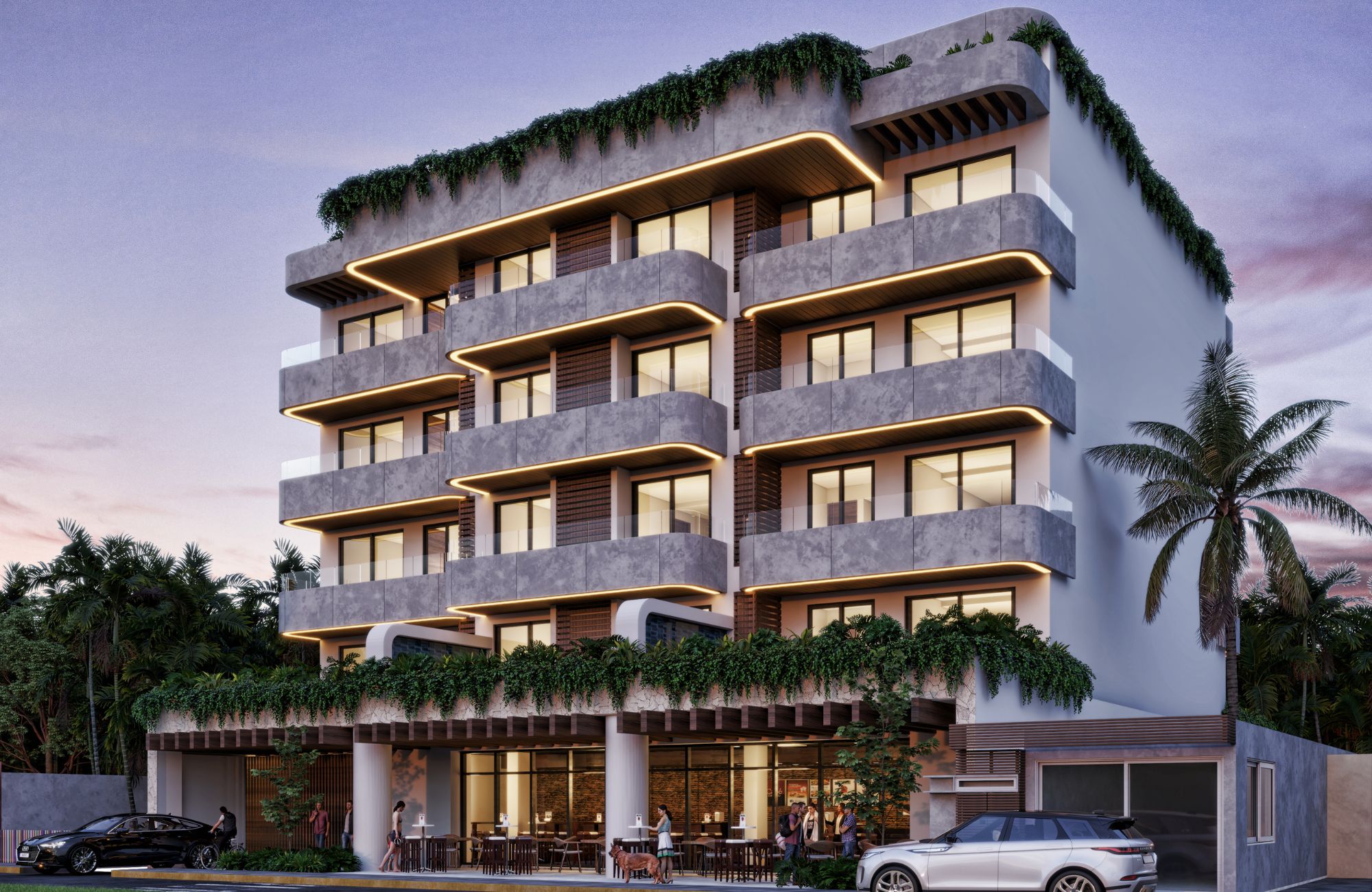 Apartment steps from the sea, with terrace, ocean view pool, 200 meters from the beach, pre-construction, sale Puerto Morelos.