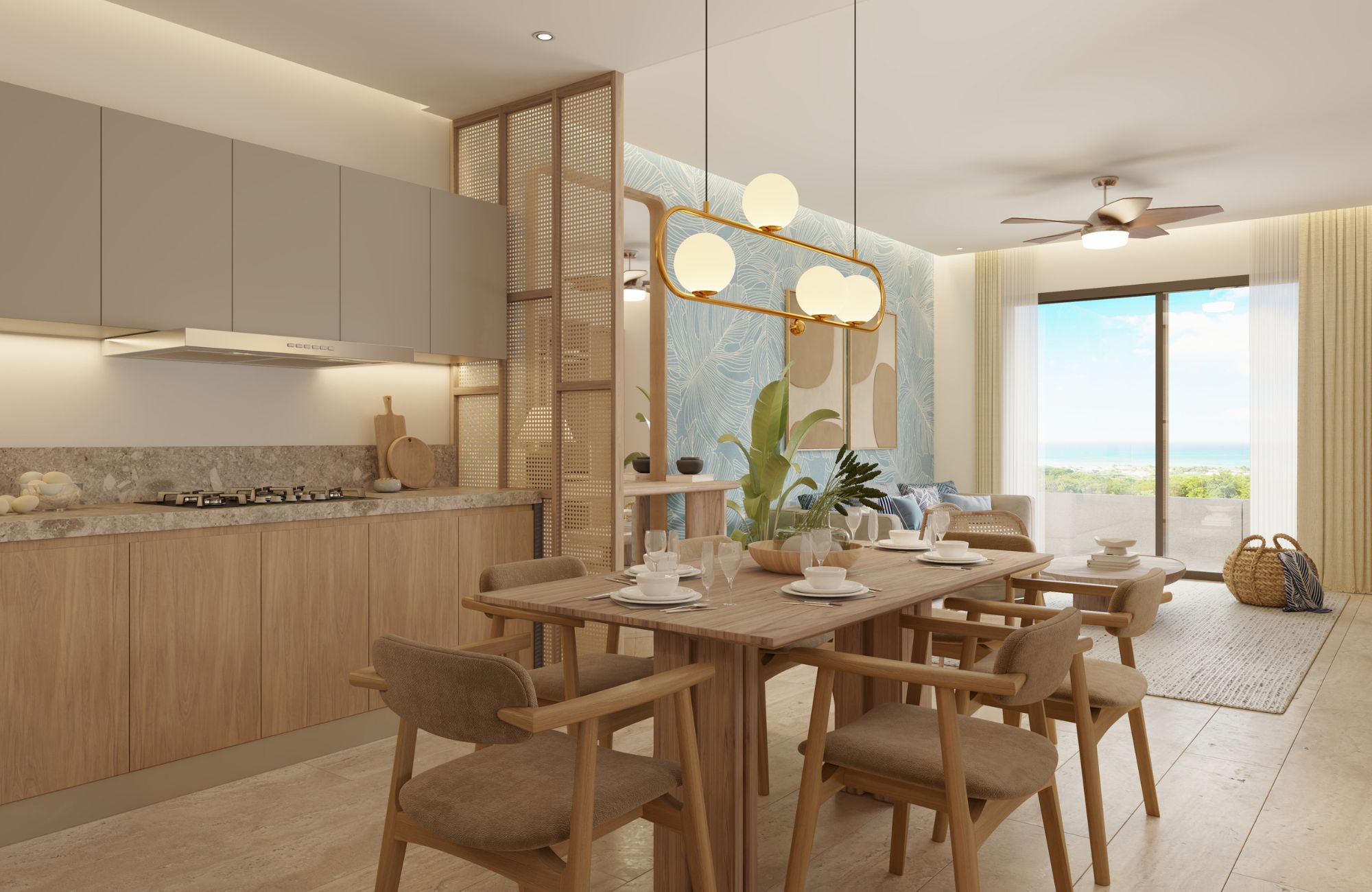 Apartment steps from the sea, with terrace, ocean view pool, 200 meters from the beach, pre-construction, sale Puerto Morelos.