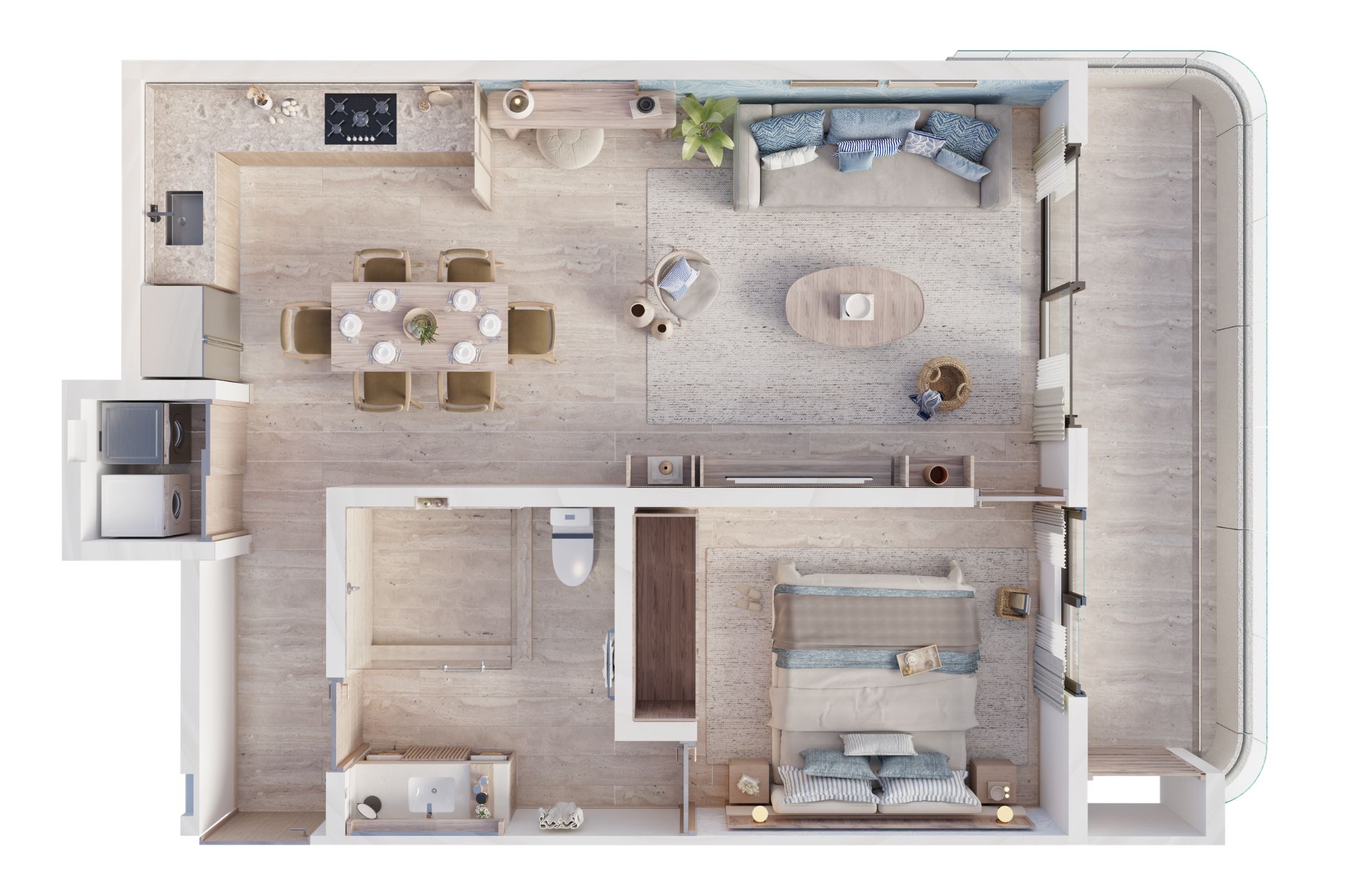 Apartment steps from the sea, with terrace, ocean view pool, 200 meters from the beach, pre-construction, sale Puerto Morelos.