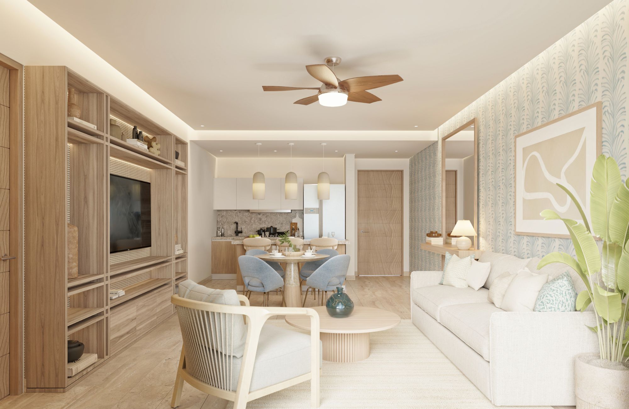 Ocean front apartment with private Jacuzzi, furnished, pool and Coworking Area, for sale in Puerto Morelos.