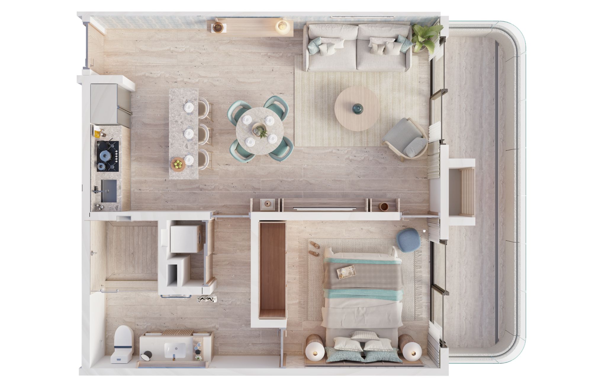 Ocean front apartment with private Jacuzzi, furnished, pool and Coworking Area, for sale in Puerto Morelos.