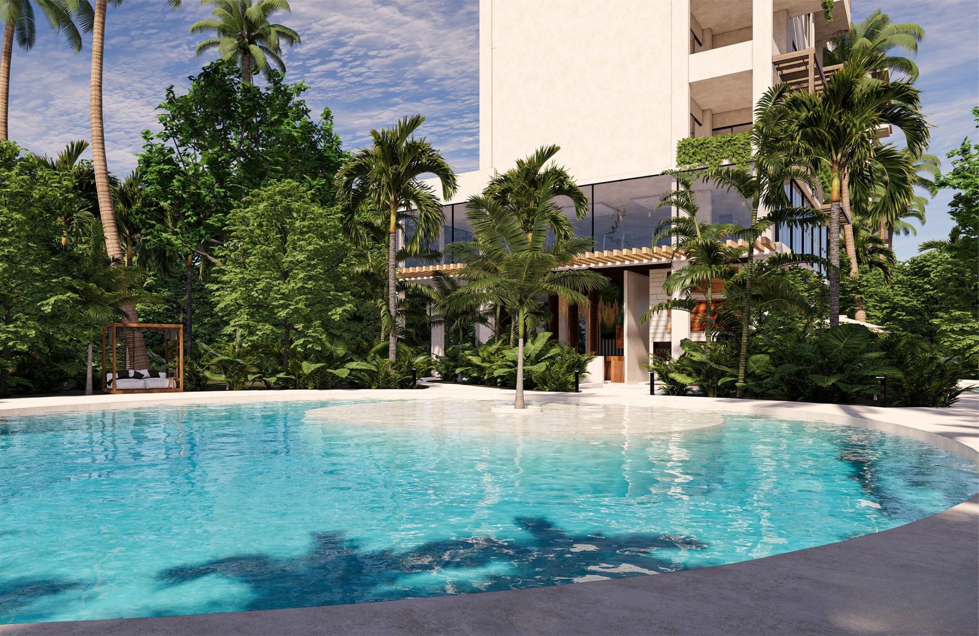 Golf-course view condo in The Village, for sale, Corasol, Playa del Carmen