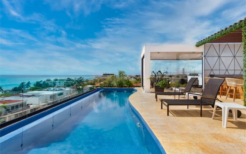 Estudio llave en mano, rooftop con vista al mar, Centro Playa del Carmen