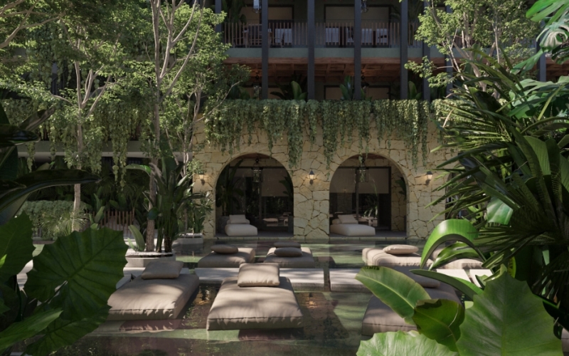 Avant-garde apartment in Tulum in front of the main avenue.