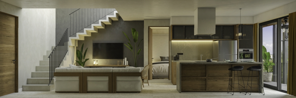 Condo in green building with luxury common areas, solar panels, jacuzzi, gym, concierge, 10 minutes from the beach, La Veleta, Tulum