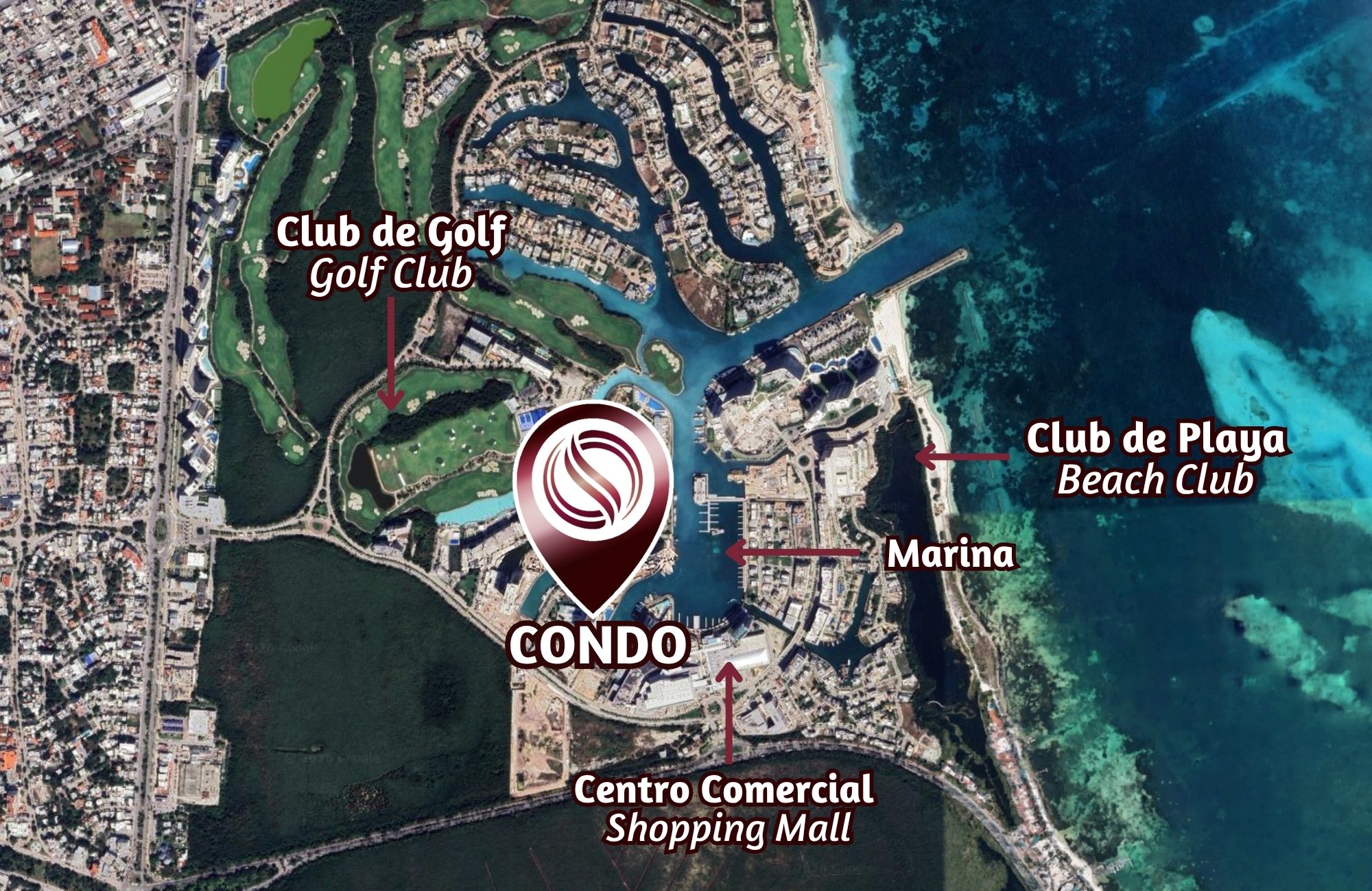 Departamento de lujo con vista al mar y la marina, canchas deportivas, muelle, golf, marina,en venta Puerto Canc&uacute;n.