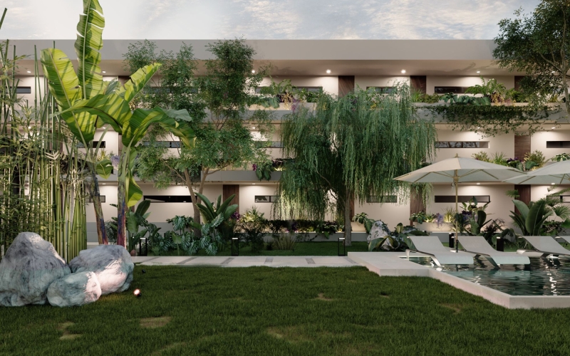 Condo with pool and amenities for sale, Temoz&oacute;n Norte, M&eacute;rida