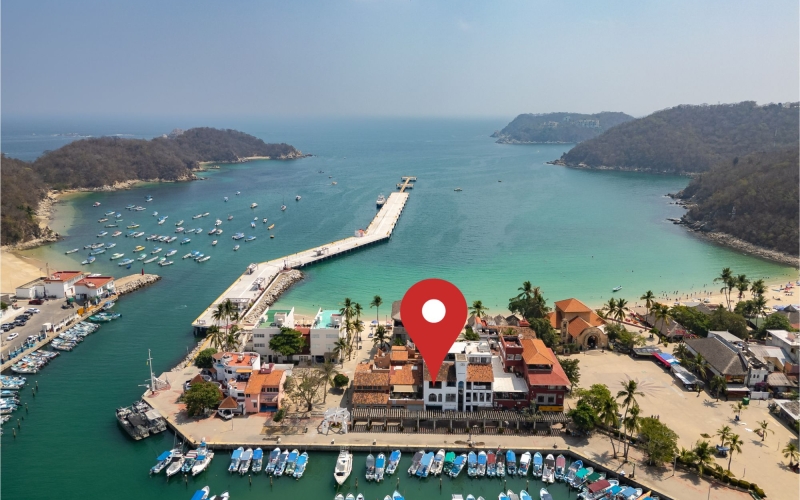 Departamento con vista al mar y al puerto deportivo, venta, Santa Cruz, Huatulco