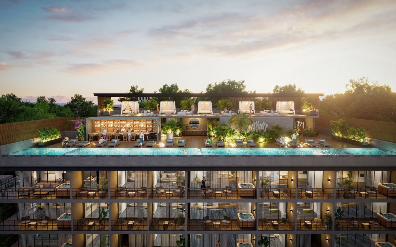 Studio with terrace, spa, pet friendly, for sale, Downtown, Playa del Carmen