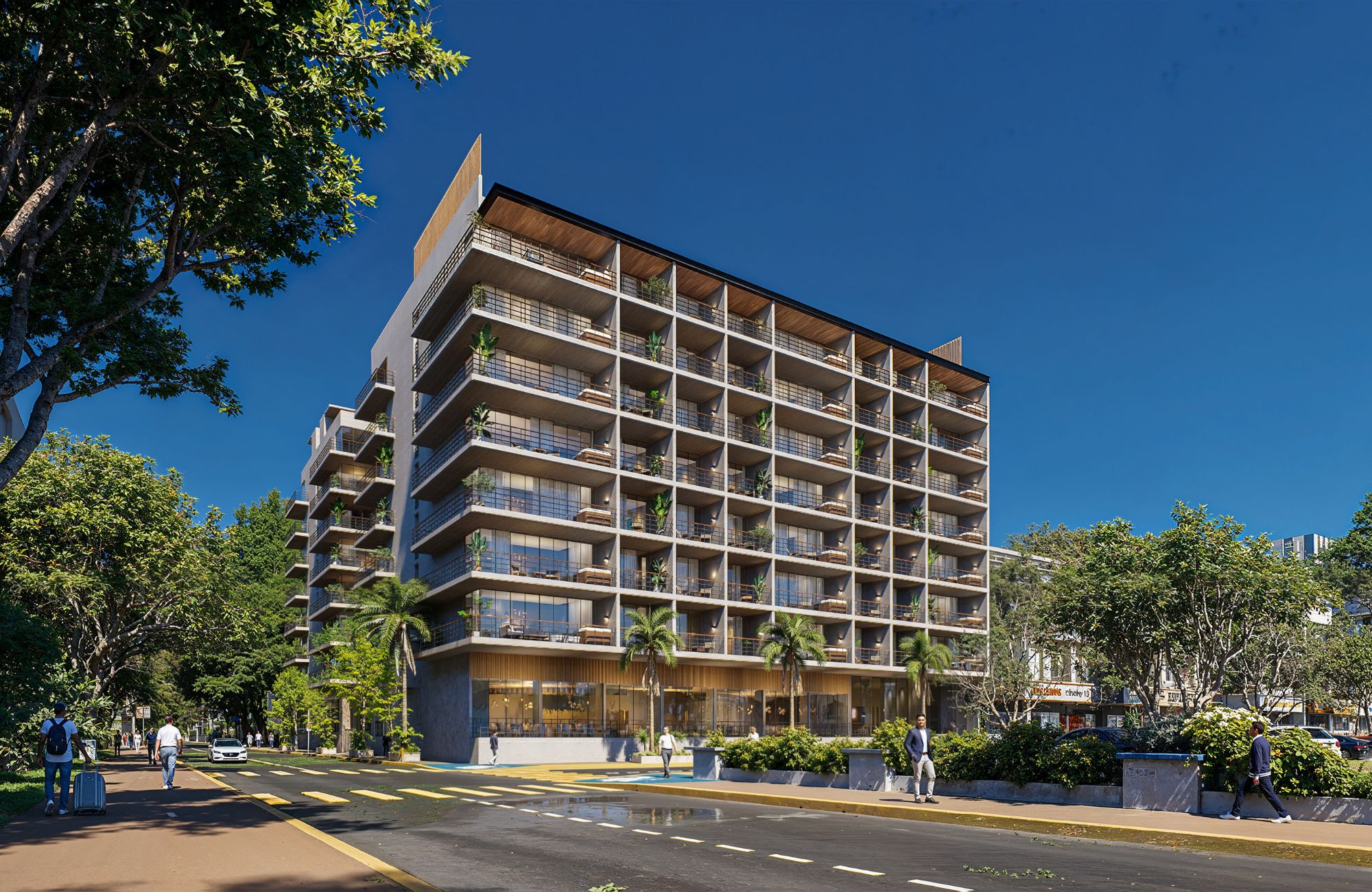 Condominium 350 meters from the beach, ocean view pool, art gallery, unique design, roof garden with jacuzzi, for sale in Playa del Carmen.