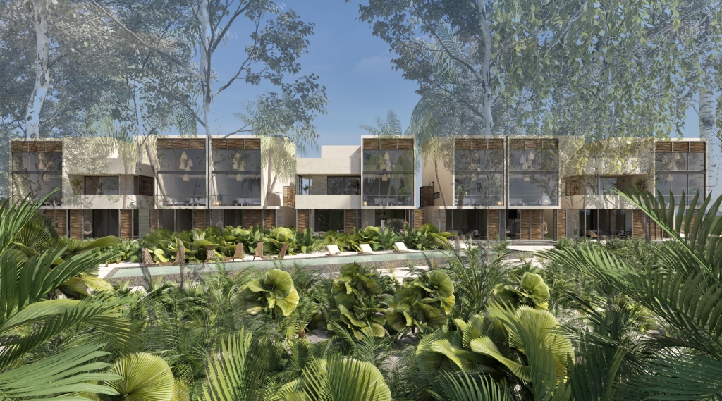 Apartment, with roof top pool, barbecue, gym, fire pit, pre-construction for sale in Aldea Zama, Tulum.